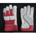 Cow Grain Leather Full Palm Red Volver Trabajo guante